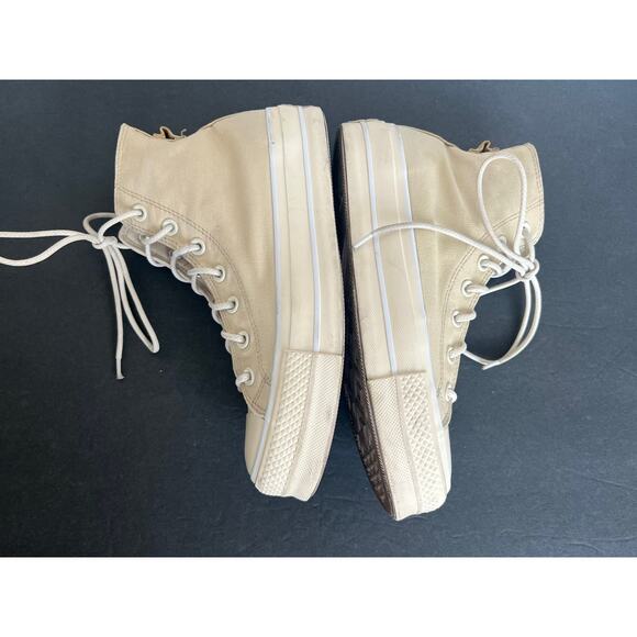 Converse Beige White Chuck Taylor All Star Lift HighTop Platform Sneaker Shoes 9 - Picture 6 of 12